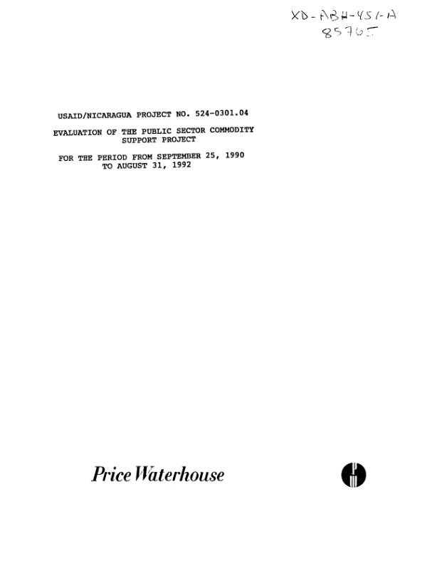 Evaluation of the public sector commodity support project for the period from September 25, 1990 to August 31, 1992