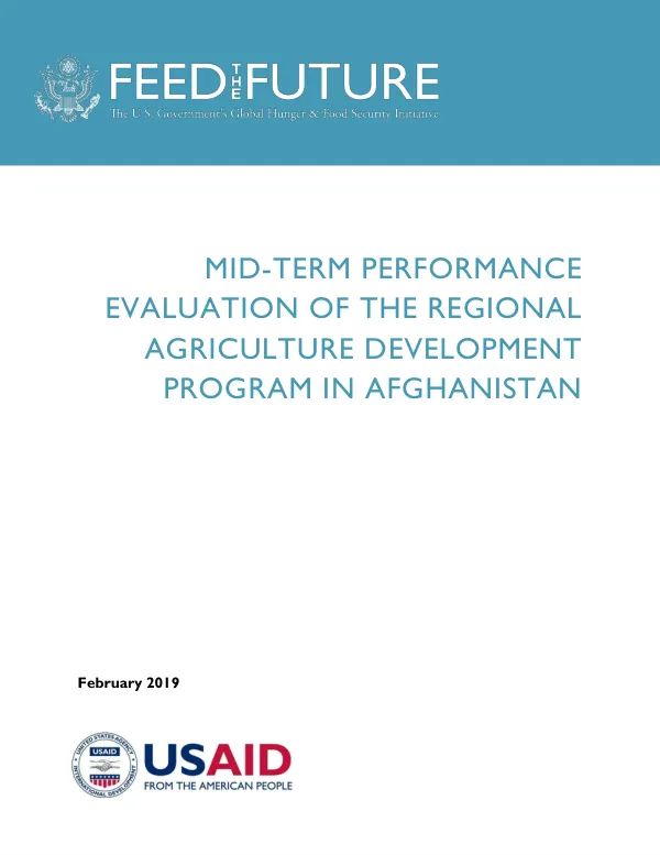 Mid-term performance evaluation of the regional agriculture development program in Afghanistan [public version]