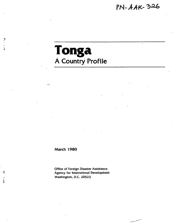 TONGA : A COUNTRY PROFILE