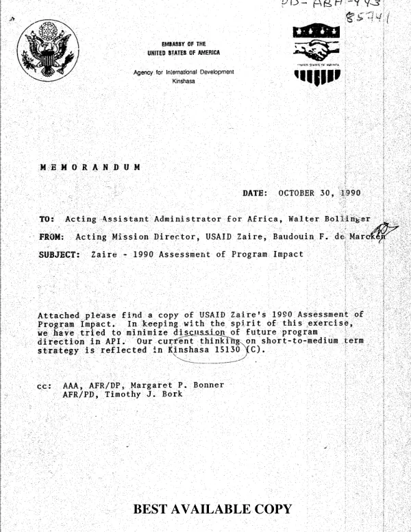 1990 assessment of program impact : USAID/Zaire