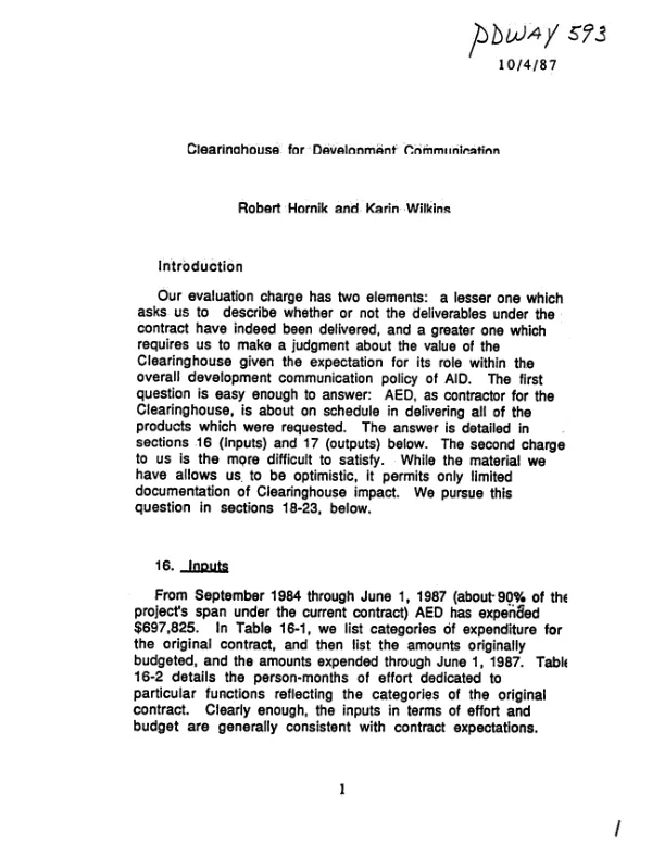 Clearinghouse for development communication