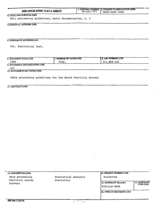 DATA PROCESSING GUIDELINES, BASIC DOCUMENTATION, V. 2