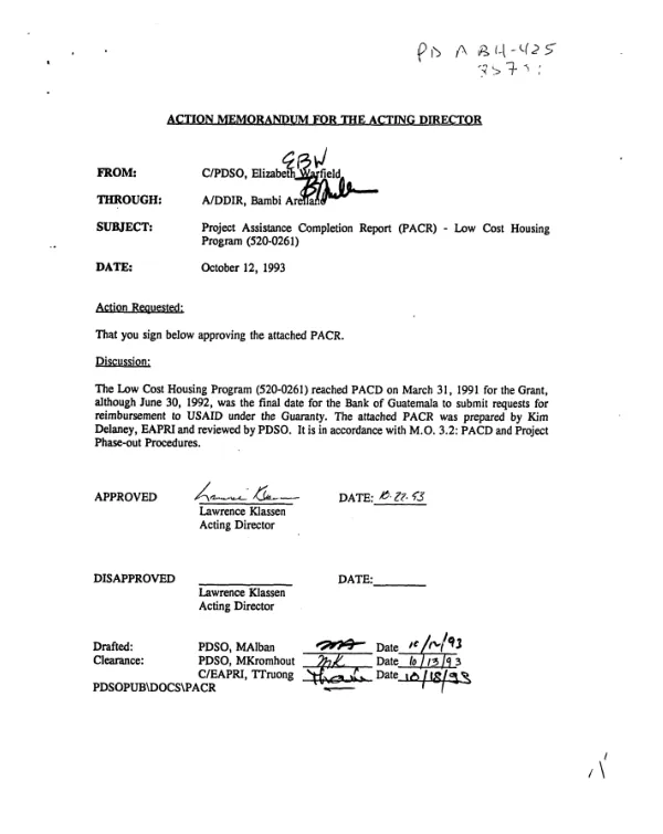 Project assistance completion report : low-cost housing program