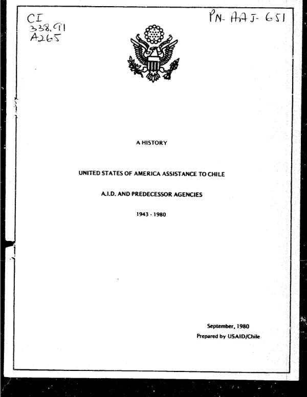 A history : United States of America assistance to Chile, A.I.D. and predecessor agencies, 1943-1980