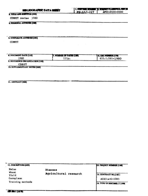 CIMMYT REVIEW 1980