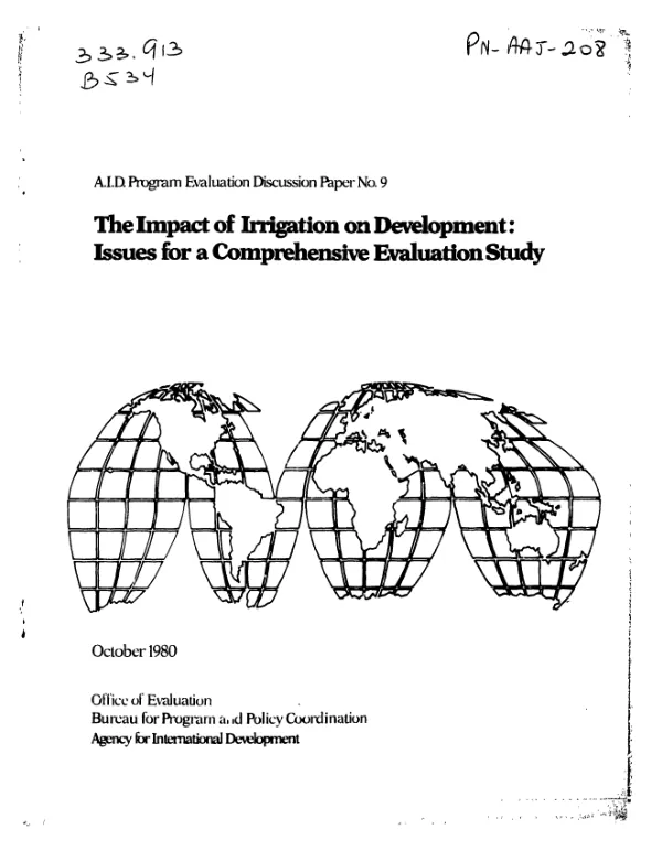 Impact of irrigation on development : issues for a comprehensive evaluation study
