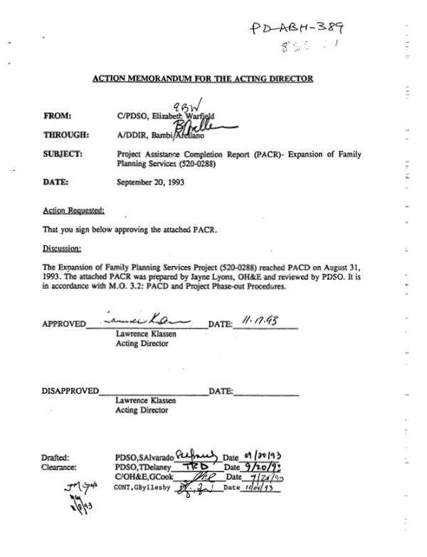 Project completion report : expansion of family planning services (520-0288)