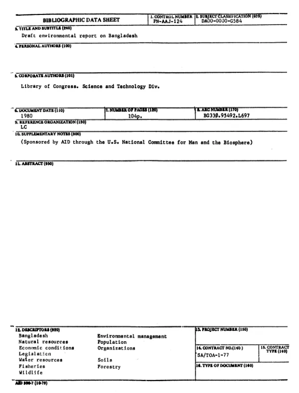 Draft Environmental Report on Bangladesh
