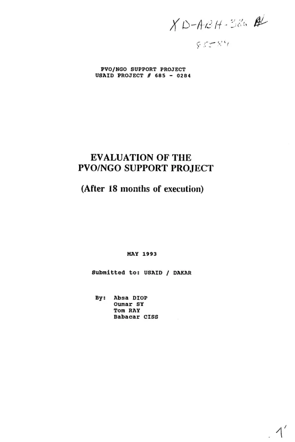 Evaluation of the PVO/NGO support project (after 18 months of execution)