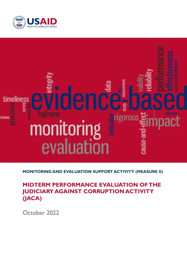 Midterm performance evaluation of the judiciary against corruption activity (JACA)