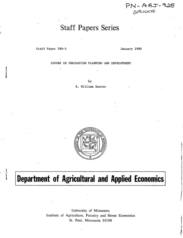 Issues in irrigation planning and development