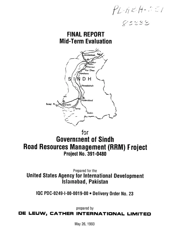 Final report : mid-term evaluation for Government of Sindh road resources management (RRM) project