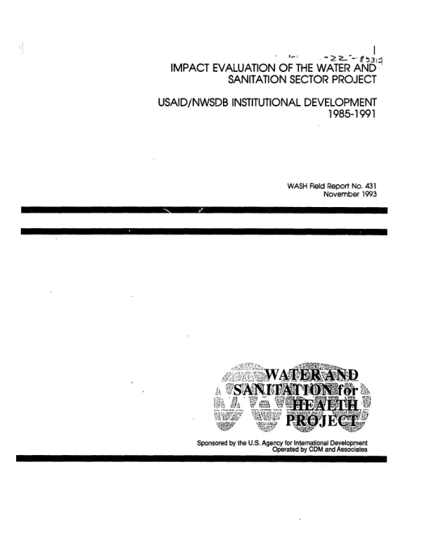 Impact evaluation of the water and sanitation sector project : USAID/NWSDB institutional development, 1985-1991