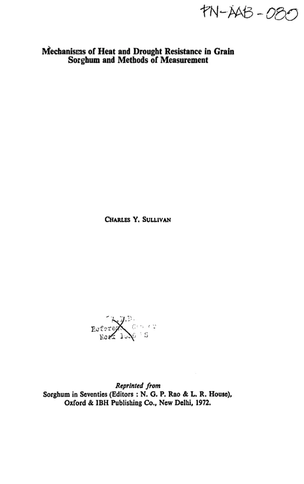 Mechanisms of heat and drought resistance in grain sorghum and methods of measurement