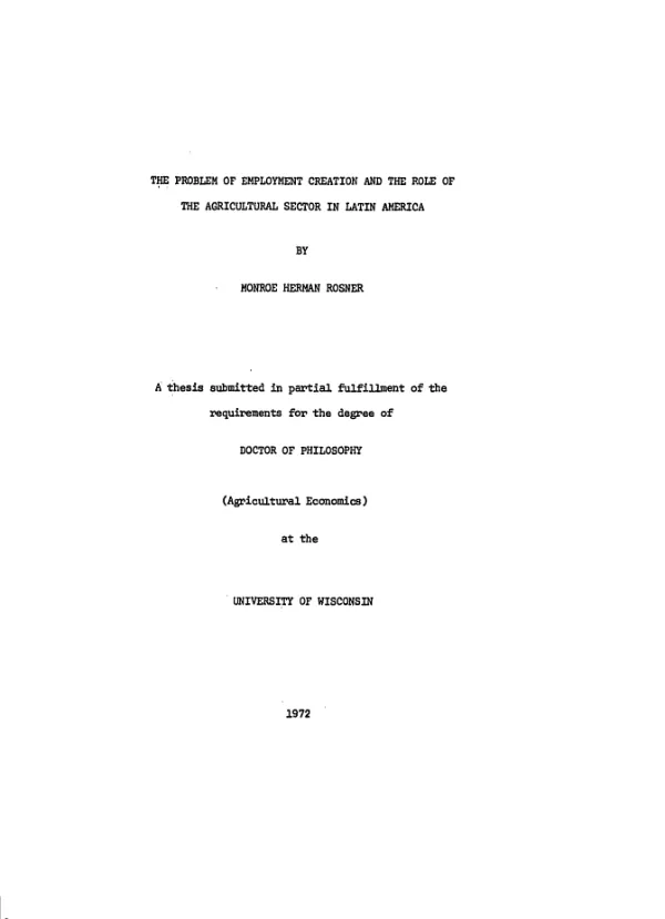 Problem of employment creation and the role of the agricultural sector in Latin America