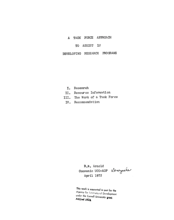 Task force approach to assist in developing research programs