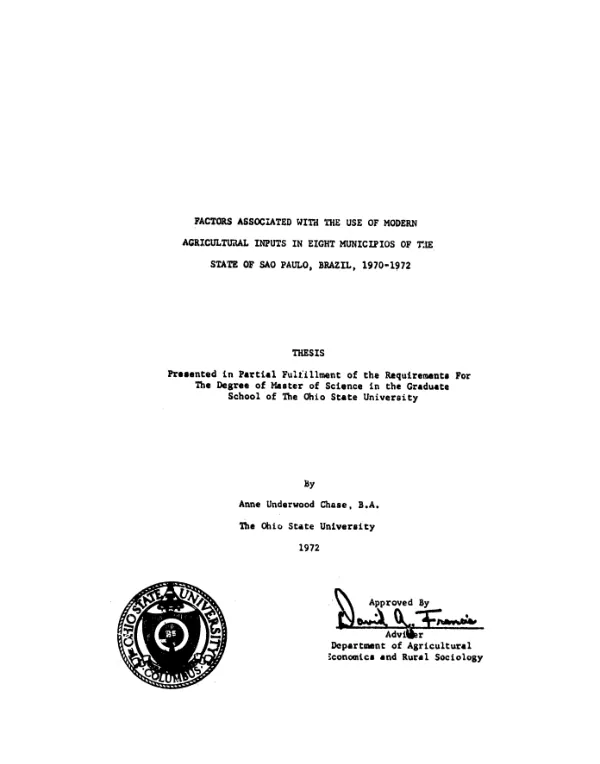 Factors associated with the use of modern agricultural inputs in eight municipios of the state of Sao Paulo, Brazil, 1970-1972