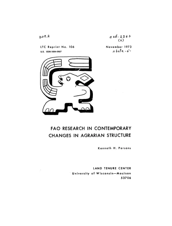 FAO research in contemporary changes in agrarian structure