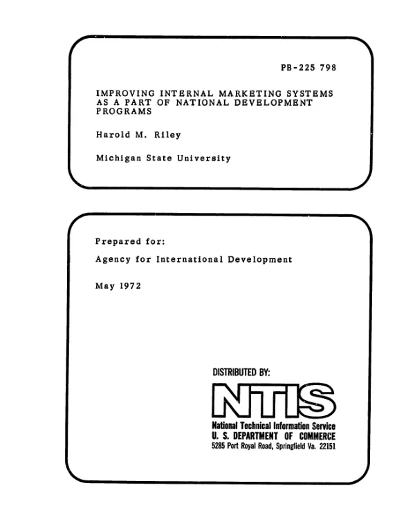 Improving internal marketing systems as part of national development programs