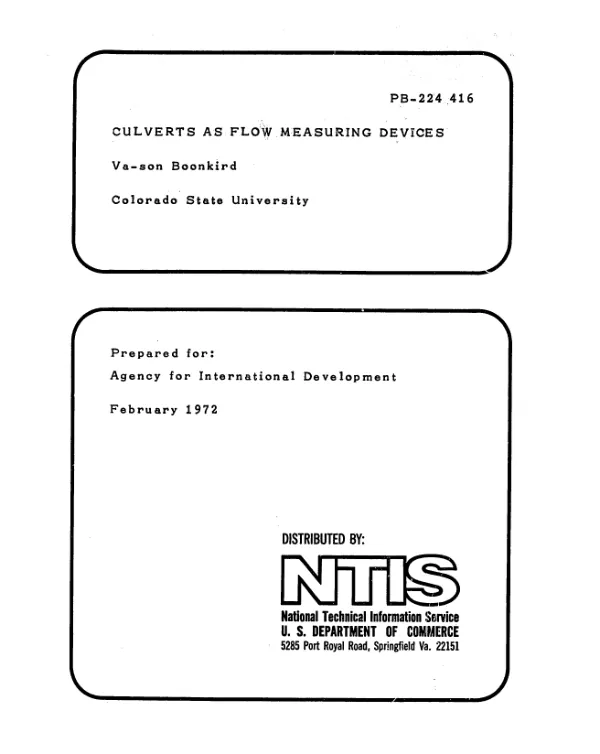 Culverts as flow measuring devices