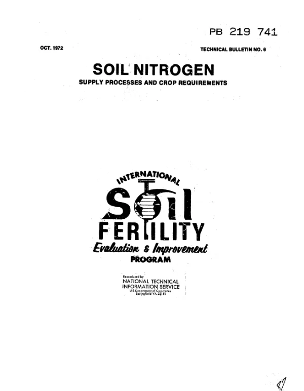 SOIL NITROGEN : SUPPLY PROCESSES AND CROP REQUIREMENTS