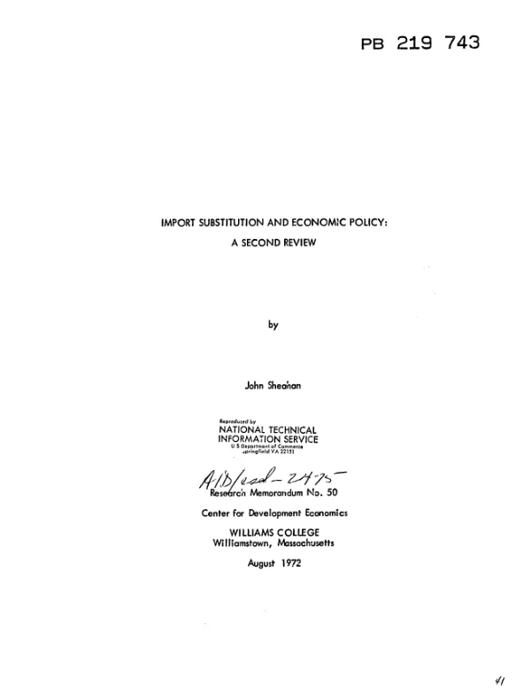 Import substitution and economic policy : a second review