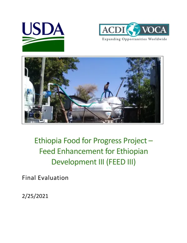 [USDA Ethiopia FY 2017 food for progress project ] Final evaluation of feed enhancement for Ethiopian development - phase III (FEED III)