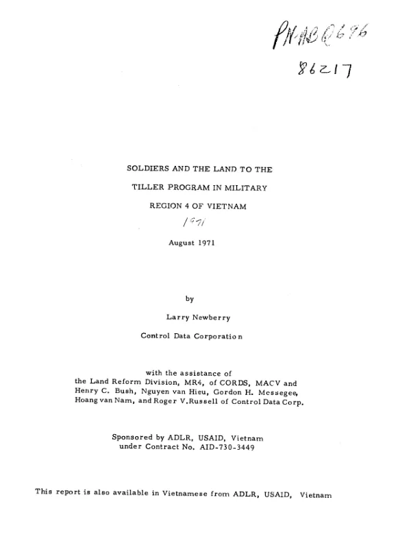 Soldiers and the land to the tiller program in Military Region 4 of Vietnam
