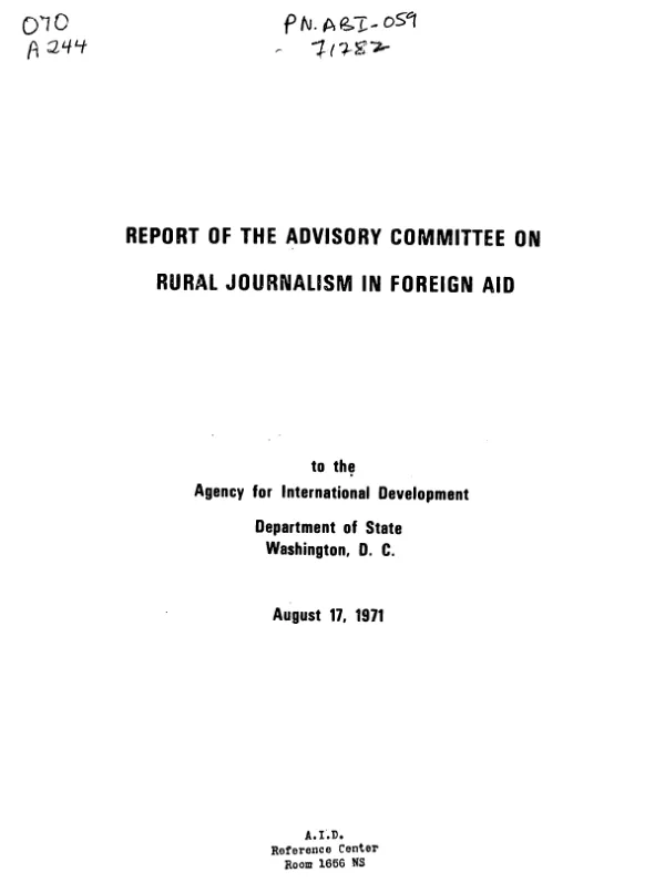 Report of the Advisory Committee on Rural Journalism in Foreign Aid