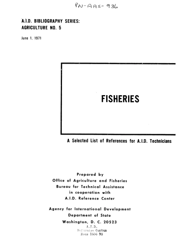Fisheries : a selected list of references for AID technicians