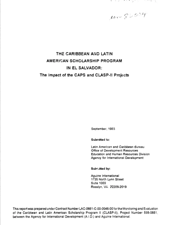 Caribbean and Latin American Scholarship Program in El Salvador : the impact of the CAPS and CLASP-II projects