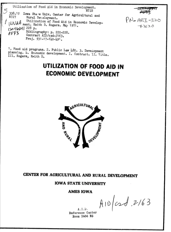 Utilization of food aid in economic development