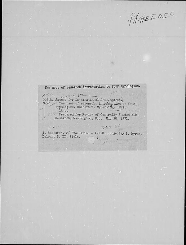 Uses of research : introduction to four typologies