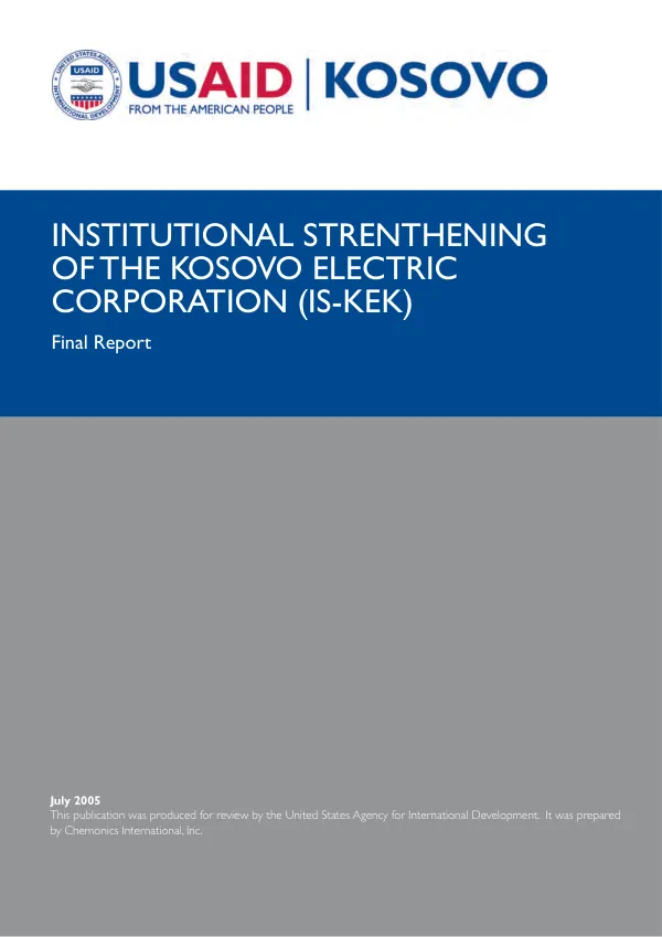 Institutional strengthening of the Kosovo Electric Corporation (IS-KEK) : final report