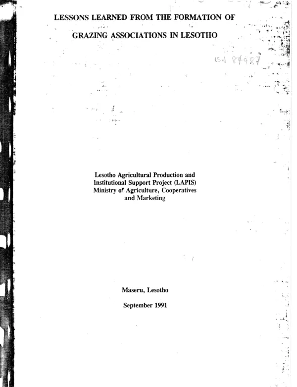 Lessons learned from the formation of grazing associations in Lesotho
