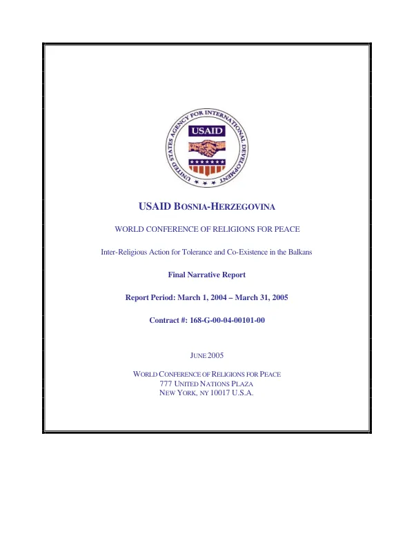 Inter-religious action for tolerance and co-existence in the Balkans : final narrative report
