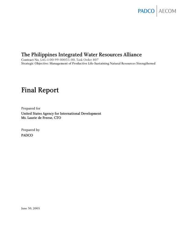 Philippines integrated water resources alliance (IWRA) : final report