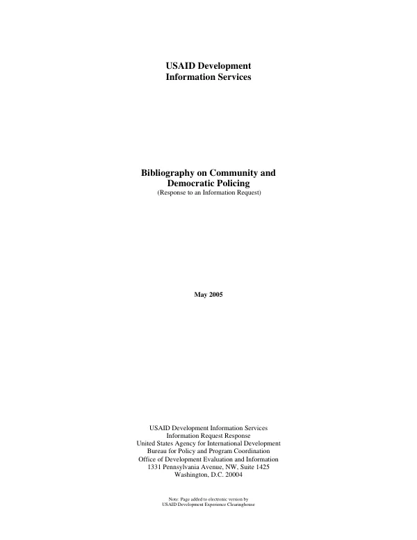 Bibliography on community and democratic policing
