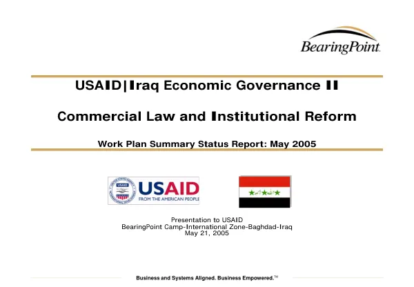 Commerical law and institutional reform : work plan summary status report, May 2005