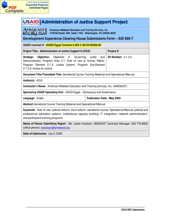Secretarial course training material and operational manual