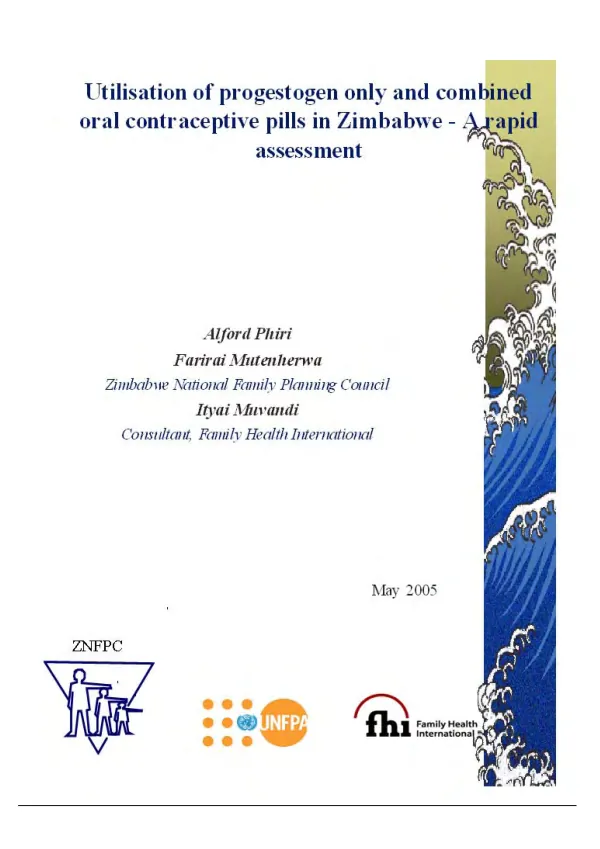 Utilisation of progestogen only and combined oral contraceptive pills in Zimbabwe : a rapid assessment