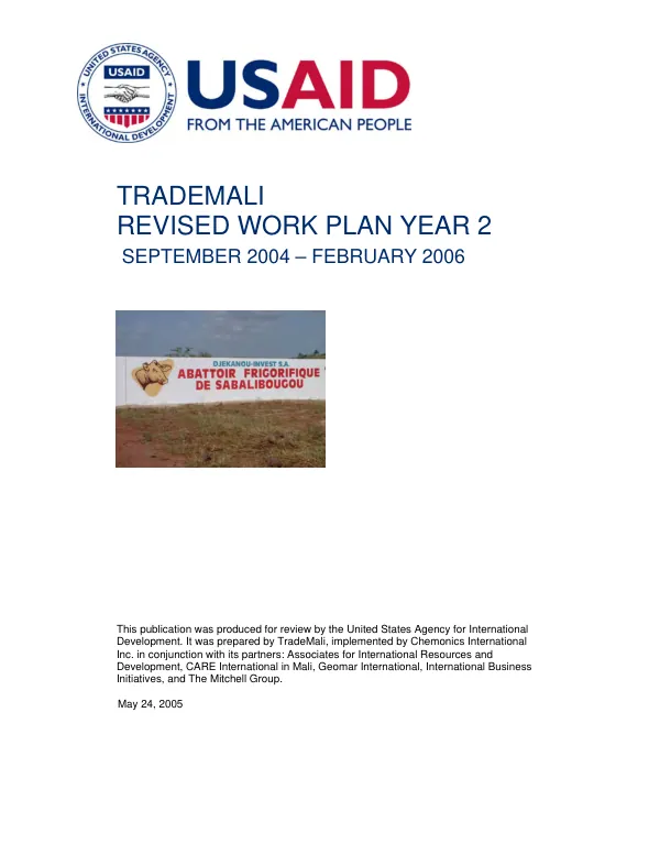 TradeMali : revised work plan year 2, September 2004-February 2006