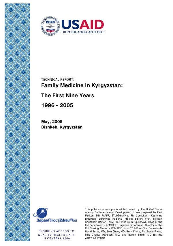 Family medicine in Kyrgyzstan : the first nine years, 1996-2005