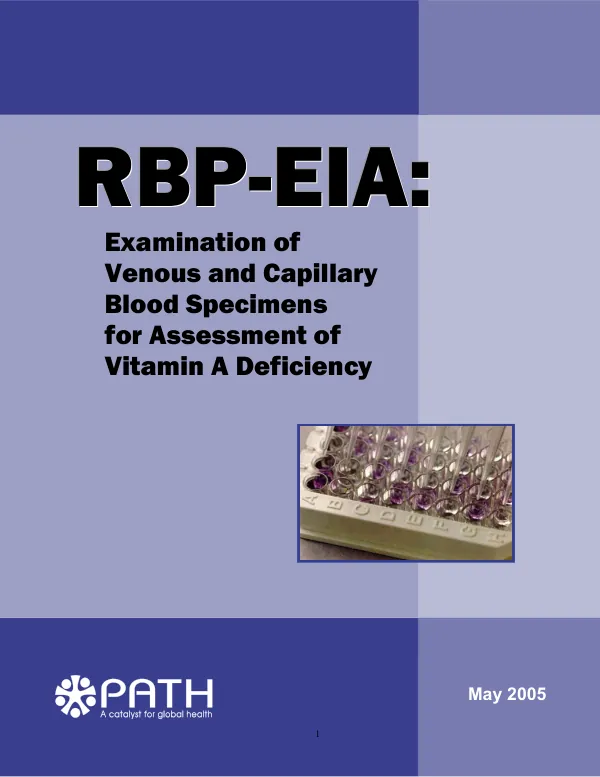 RBP-EIA : examination of venous and capillary blood specimens for assessment of Vitamin A deficiency