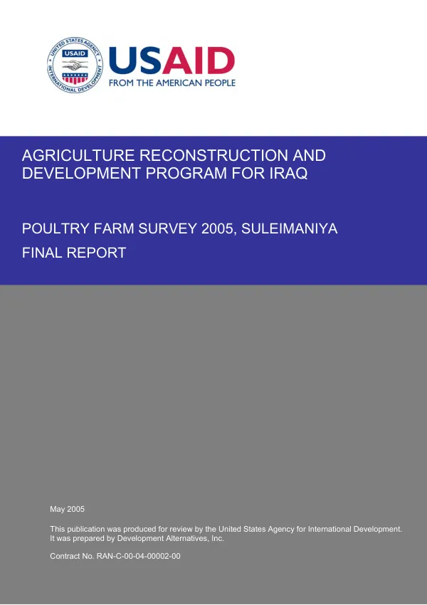 Poultry farm survey 2005, Suleimaniya : final report