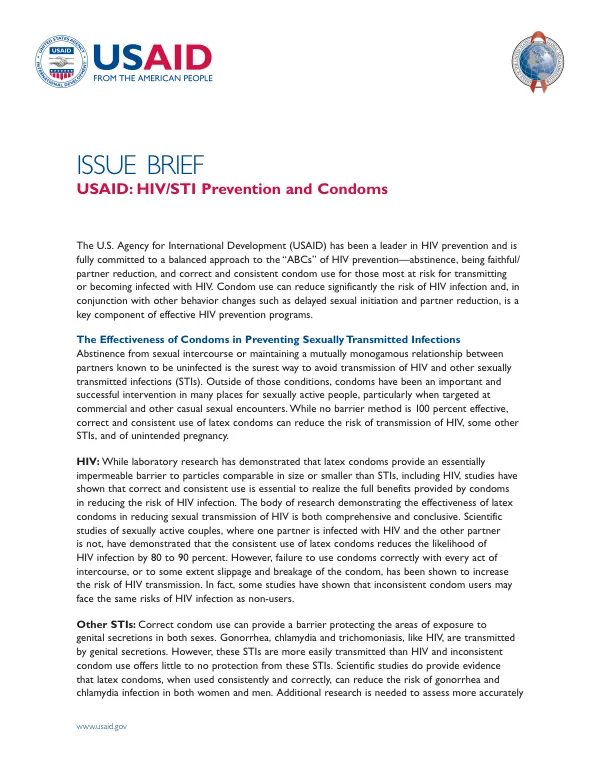 USAID : HIV/STI prevention and condoms
