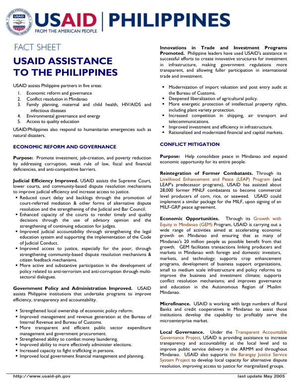 USAID assistance to the Philippines