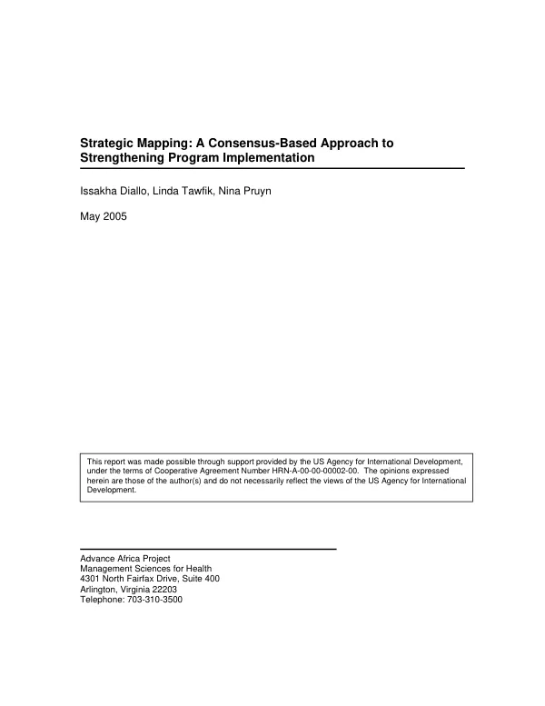 Strategic mapping : a consensus-based approach to strengthening program implementation