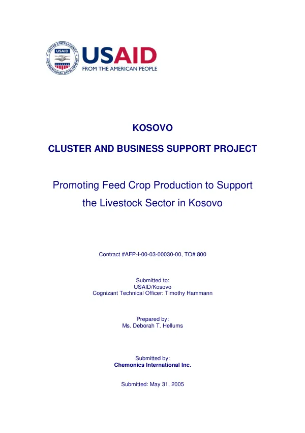 Promoting feed crop production to support the livestock sector in Kosovo