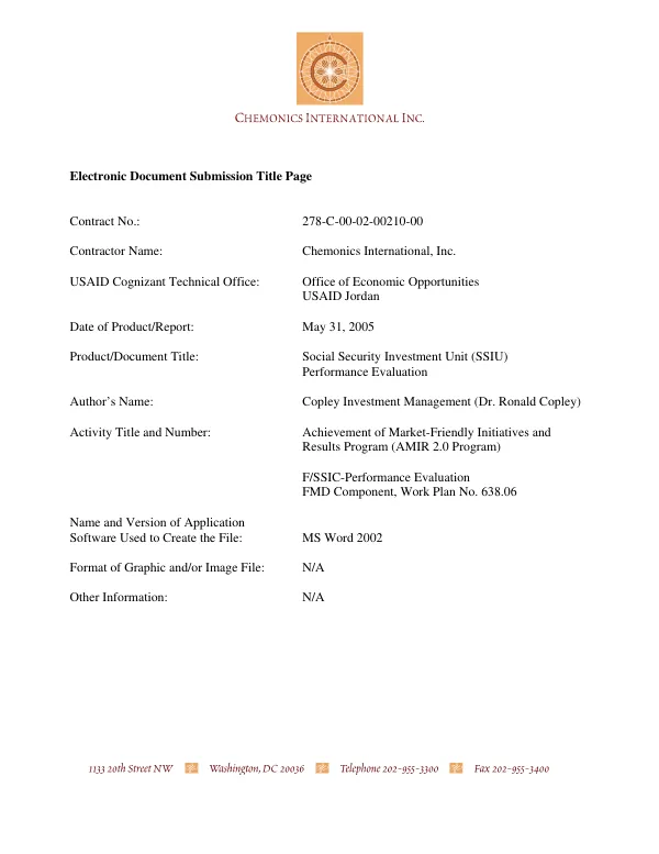 Social security investment unit (SSIU) performance evaluation